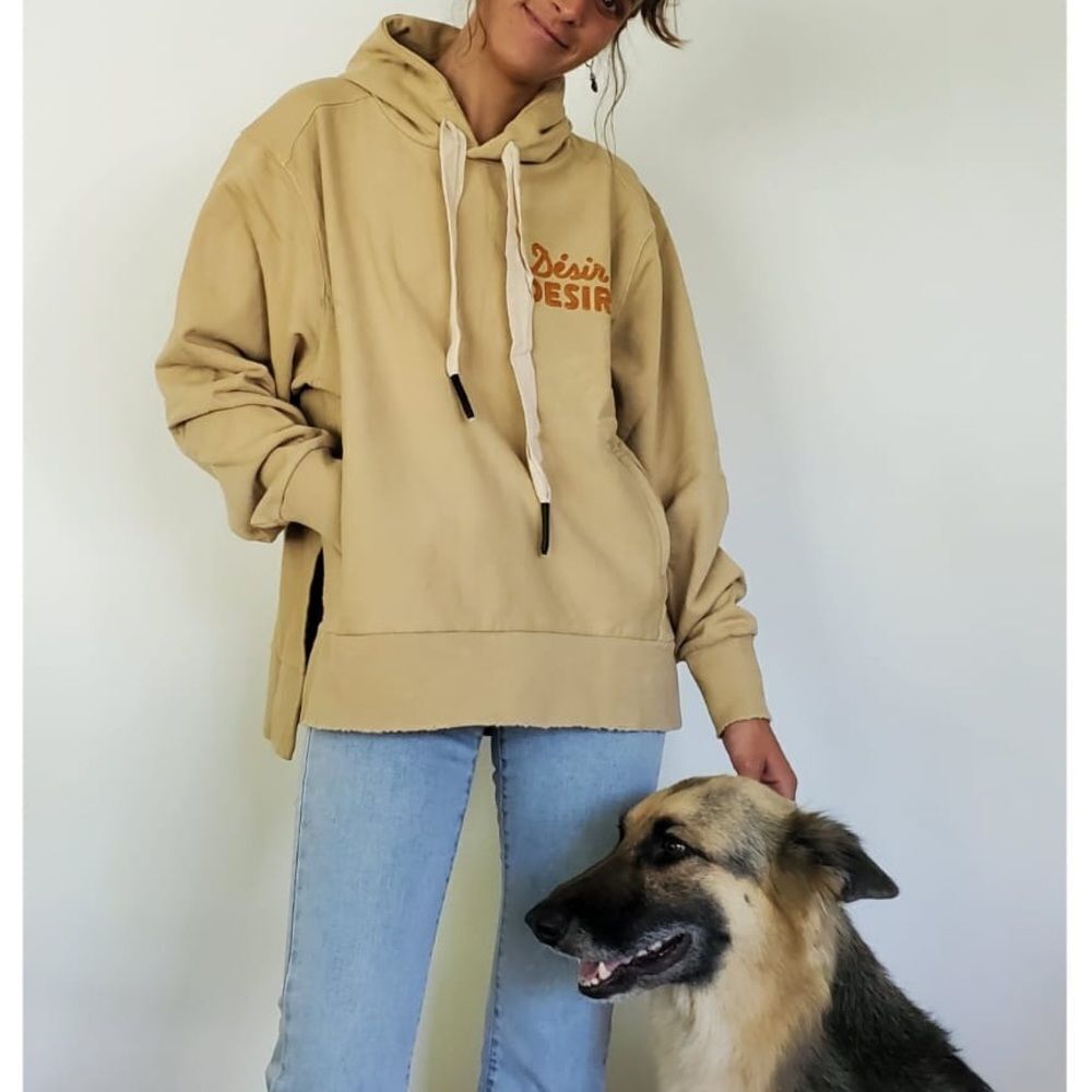 Sandrine Rose x Free People 100% Cotton Beige (Sand) Fleece Hoodie Sz: S